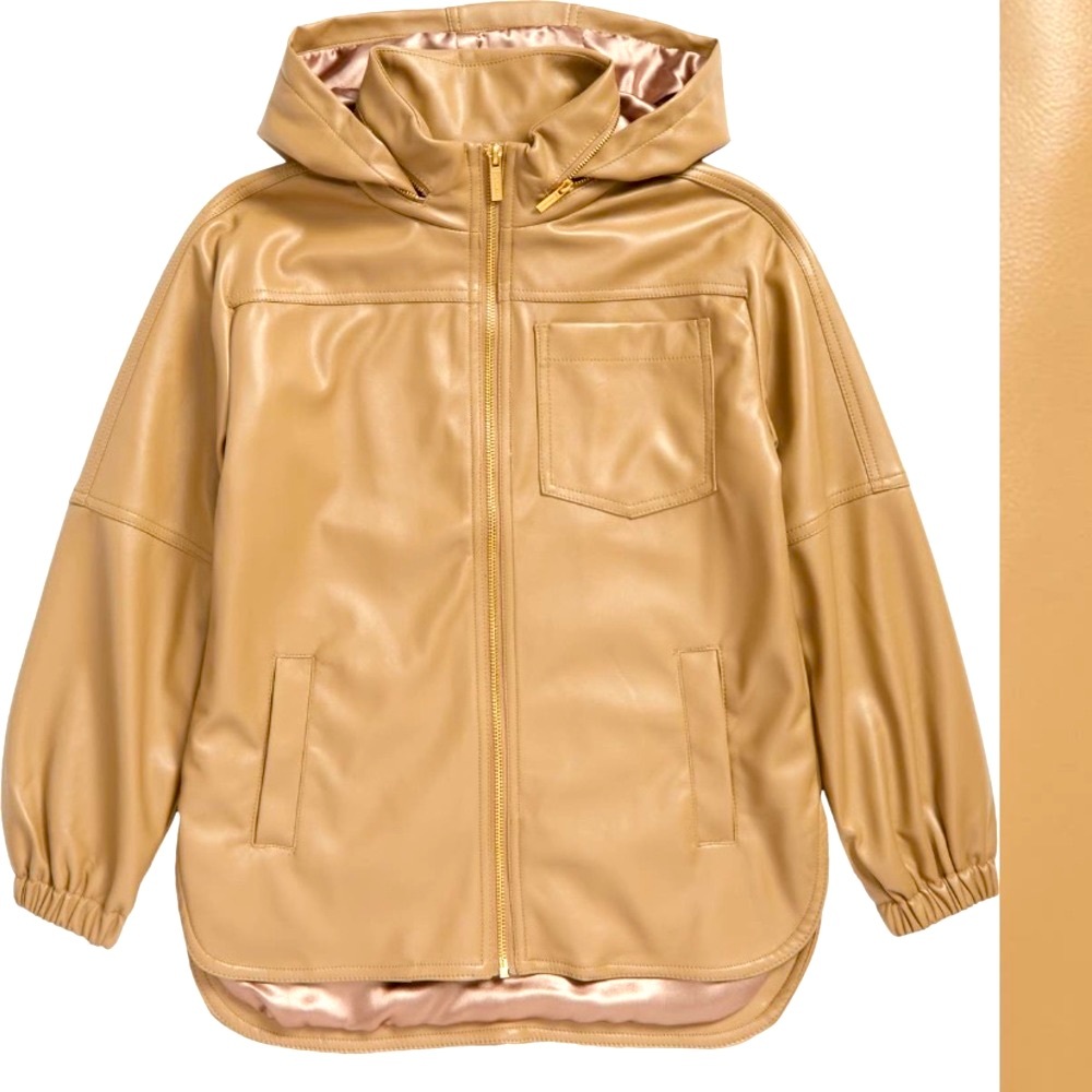 NWT Habitual Kid Faux Leather Zip-Up Shirt Jacket